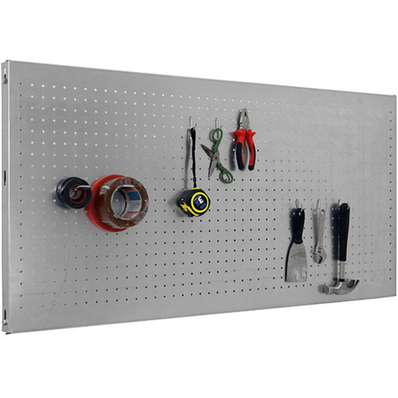 SimonRack Panneau Mural Perforé Porte-Outils avec 8 Crochets – 400x1200x35 mm – Acier Grigio – Simonwork