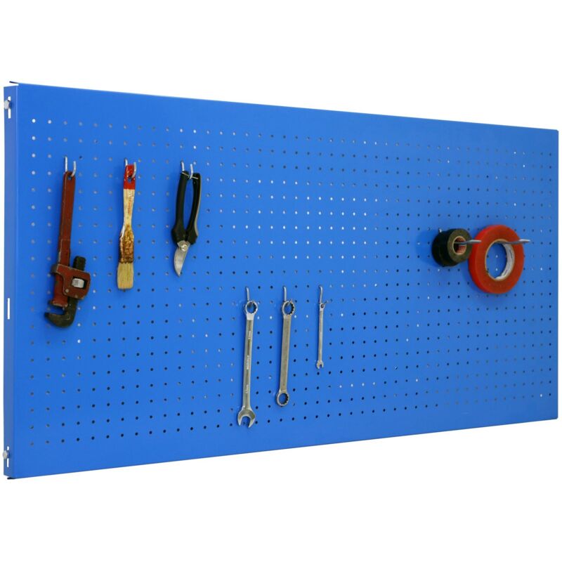 SimonRack Panneau Mural Perforé Porte-Outils avec 8 Crochets – 600x1200x35 mm – Acier Blu – Simonwork
