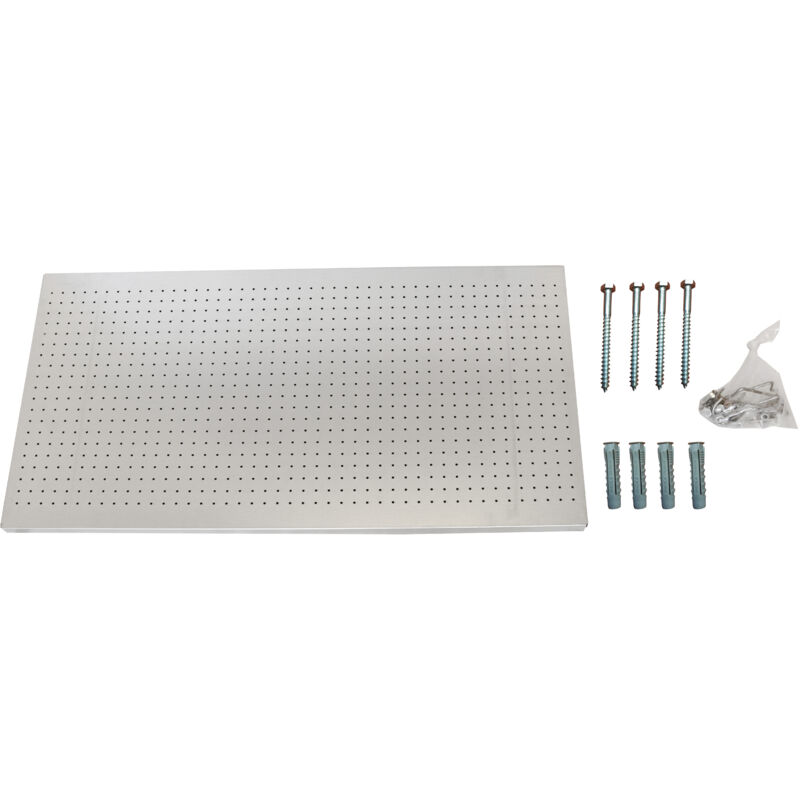 SimonRack Panneau Mural Perforé Porte-Outils avec 8 Crochets – 400x1200x35 mm – Acier Zincato – Simonwork