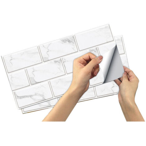 Paneles 3D de pared, 12 piezas 15×30 cm, adhesivos para cocina, diseño moderno, resistentes a agua y aceite, blanco