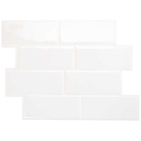 Paneles adhesivos para salpicaderos - Blanco urbano - Efecto porcelana - 11,5" x 8,5" (paquete de 4)