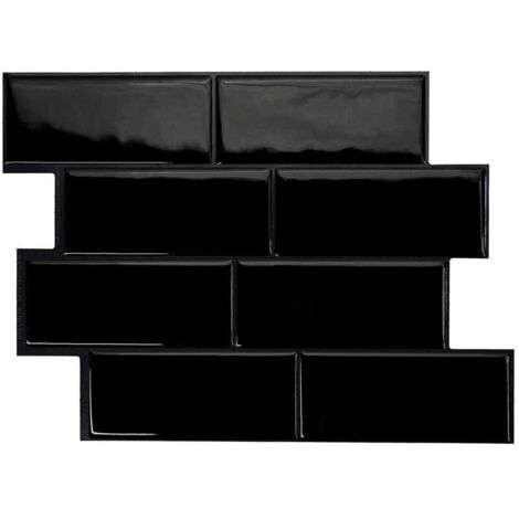 Paneles adhesivos para salpicaderos - negro urbano - efecto porcelana - 11,5" x 8,5" (paquete de 4)