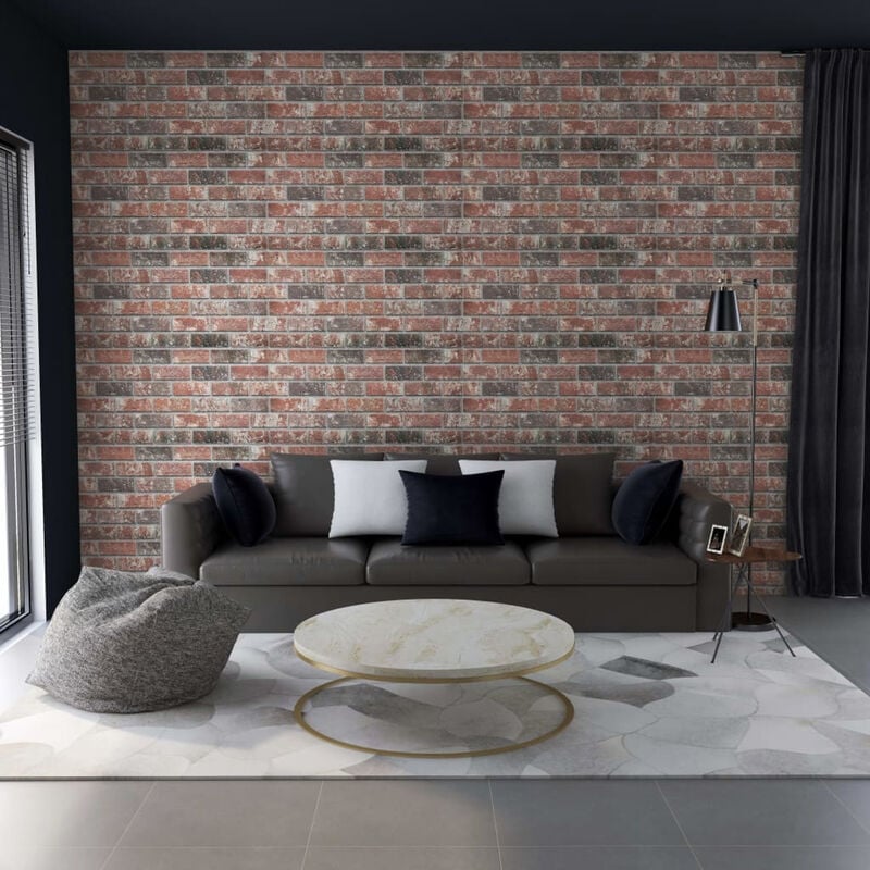 

Paneles de pared 3D ladrillo marron oscuro y gris 11 pzas EPS
