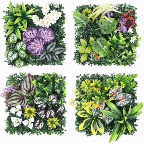 paneles de pared con plantas artificiales, 2525 cm, decoración de pared con césped sintético, panel vegetal, para decoración de interiores y exteriores.