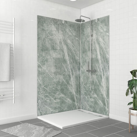 Paneles de pared de paquete + perfil de esquina cromada + 2 perfiles de acabado cromado - 120x90x210 - Ice verde 120