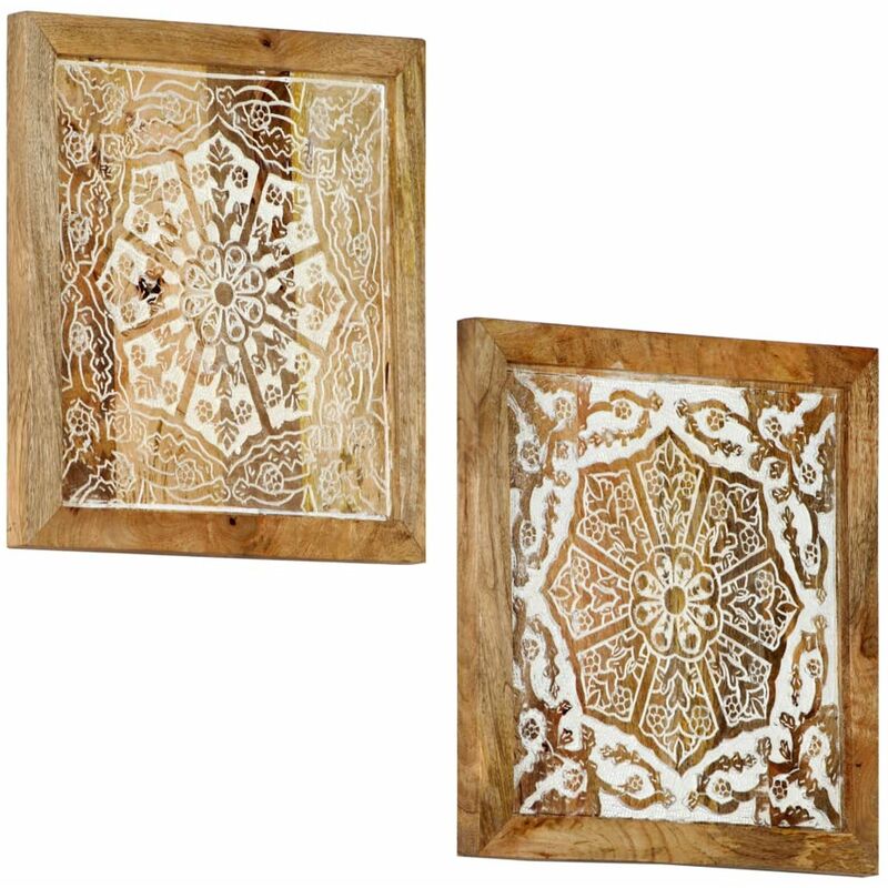 

Paneles de pared tallados a mano 2 uds madera mango 40x40x1,5cm