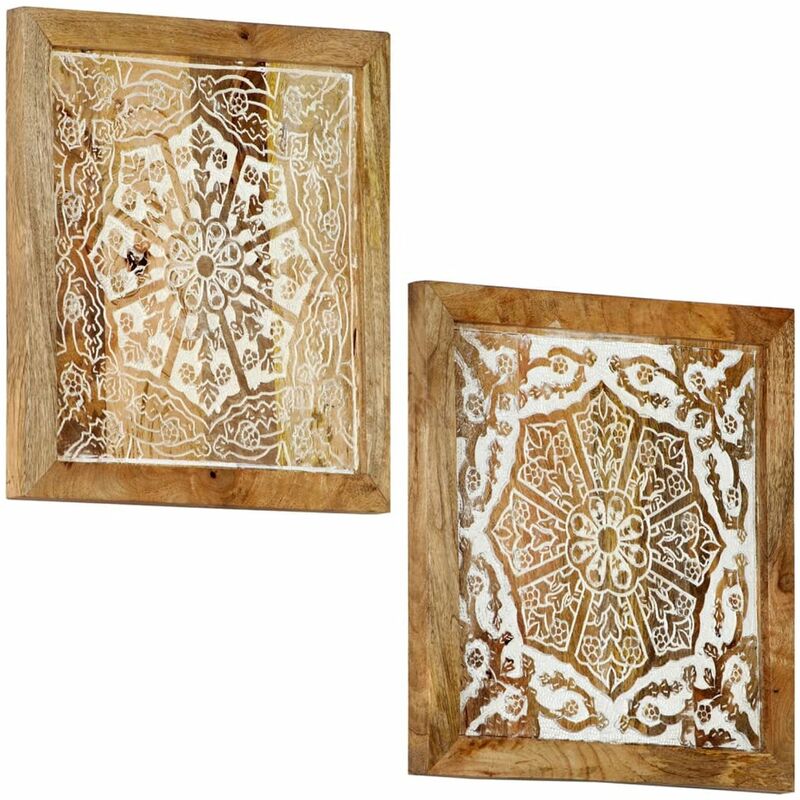 

Paneles de pared tallados a mano 2 uds madera mango 60x60x2,5cm