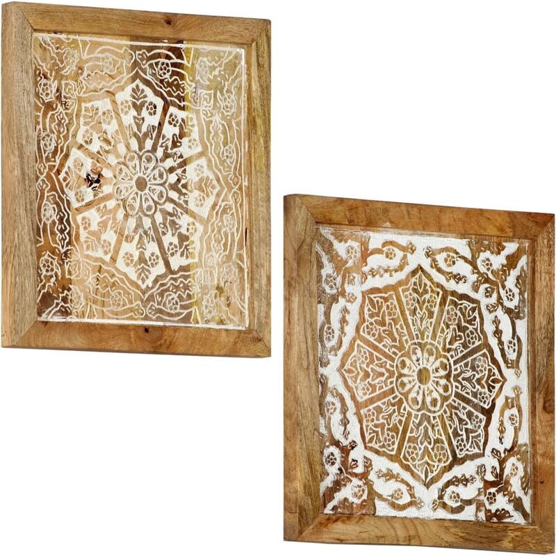 

Paneles de pared tallados a mano 2 uds madera mango 60x60x2,5cm