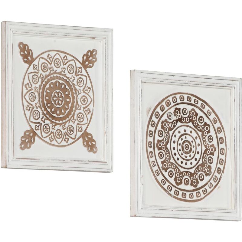 

Paneles de pared tallados a mano 2 unidades MDF 40x40x1,5cm