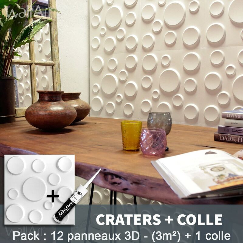 

Paneles decorativos 3D Craters Panel de pared + Pegamento WallArt