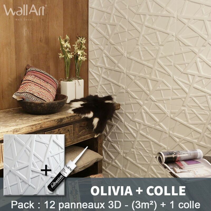 

Paneles decorativos 3D Olivia Panel de pared + Pegamento WallArt