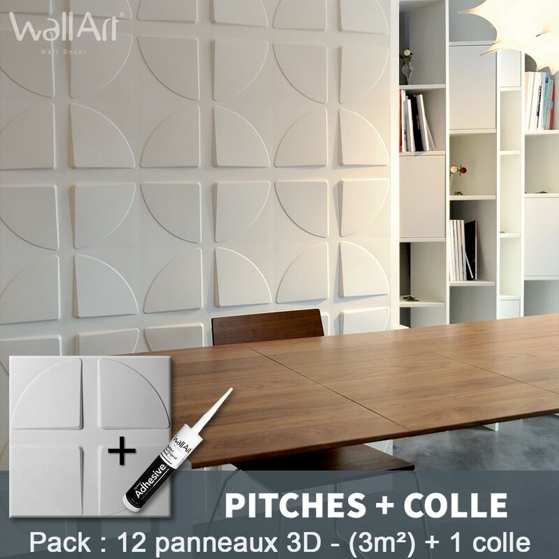 

Wallart 3d - Paneles decorativos 3D Pitches Panel de pared + Pegamento WallArt
