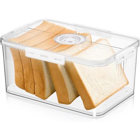 Panera, caja de almacenamiento de PET apto para alimentos, con temporizador, antideslizante, con separadores para todo tipo de ingredientes de cocina, 32,5 x 17,5 x 11 cm, blanca.