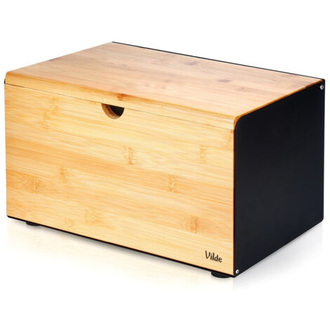 Panera de bambú de metal negro, recipiente de cocina para pan