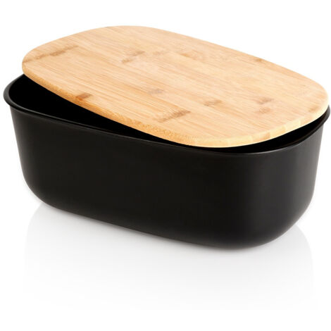 Panera grande para panecillos con tabla de bambú para cocina