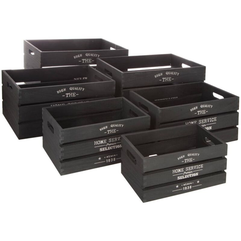 Atmosphera - Lot De 6 Caisses Cagettes Facto Gris