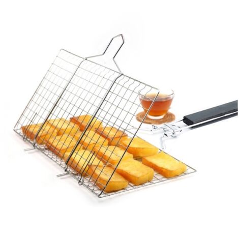 Panier à barbecue pliable en acier inoxydable avec poignée, support de cuisson extérieur, accessoires pour barbecue. - AquaForge