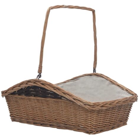 Panier à bois de chauffage avec poignée Porte bûche intérieur 61,5x46,5x58 cm Marron 72093