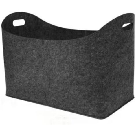 Panier à Bois de Cheminée, Panier à Bûches en Feutre,Panier à Bûches en Feutre Pliable,Sac Bois cheminée pour bois, journaux, bois de cheminée, 55x30x40cm, gris foncé