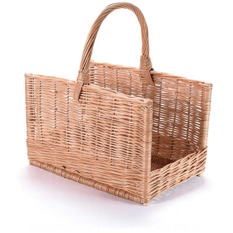 Panier à bois de cheminée, support, panier de cheminée en osier, rectangulaire, petit, sans garniture/insert