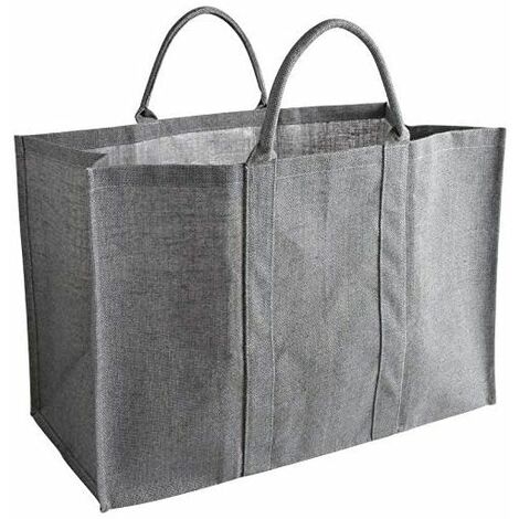 Outils Et Nature – Sac à bûches en toile de jute plastifié 30x60x40cm – Résistant à l'humidité – Pour stockage extérieur de bûches