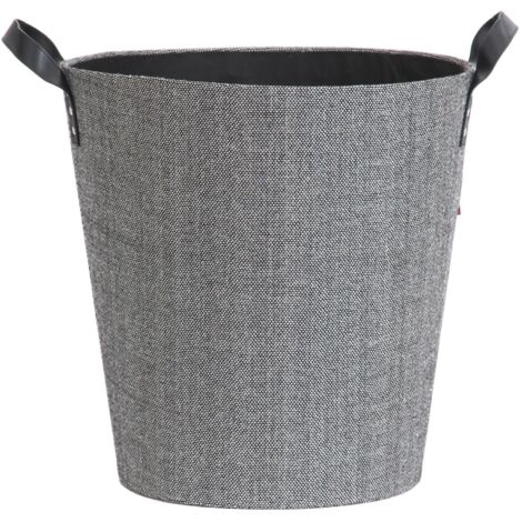 Le Marquier – Panier à bûches et granulés Dama rond gris – Capacité 30 kg – Dimensions 44x44x45 cm – Pour bûches jusqu'à 50 cm