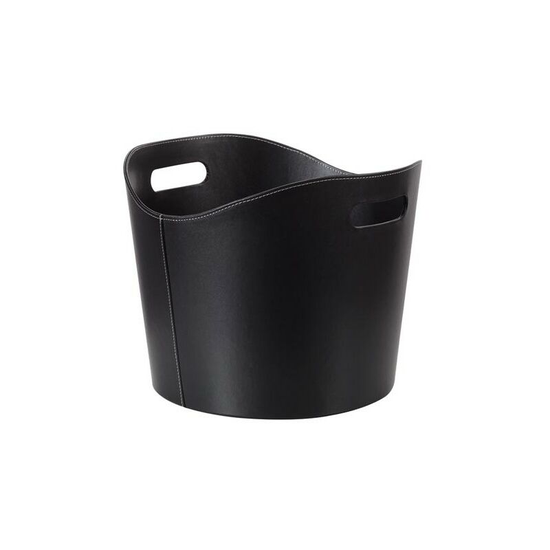 Panier à Bûches Aspect Cuir Noir 31x ø 39 Cm