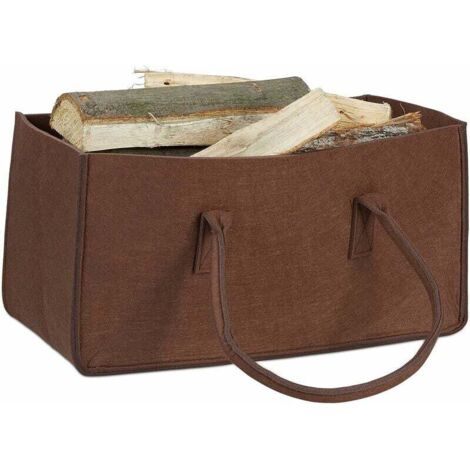 Panier à bûches de bois en feutre Sac de bois de chauffage en feutre épaissi panier de rangement portable pour bois de chauffage
