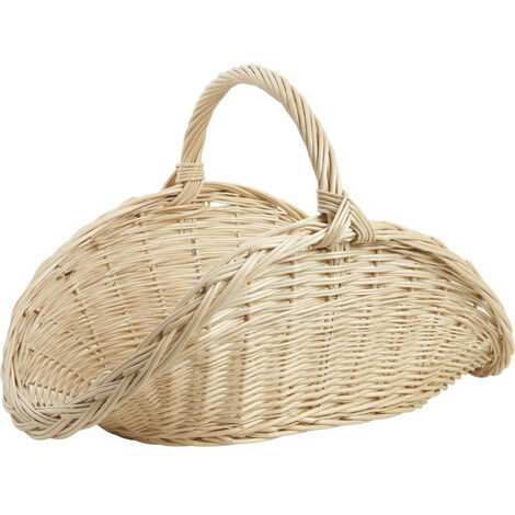 Panier à bûches en osier blanc