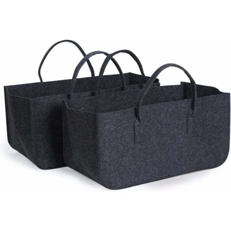 Panier à bûches en toile résistante – Lot de 2 sacs de rangement pour bois de chauffage et journaux, idéal cheminée et intérieur