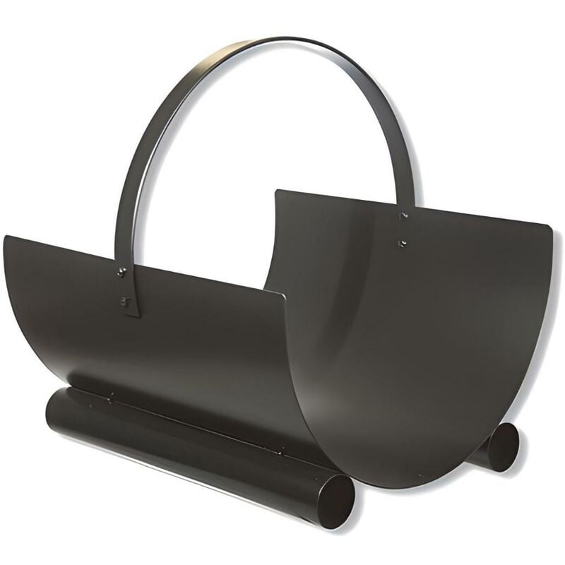 Panier à bûches, porte bûches en Fer forgé coloris Noir - Hauteur 23 x Longueur 40 x Largeur 40 cm
