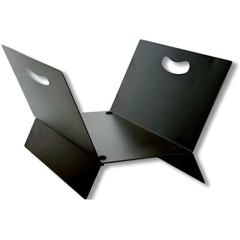 Panier à bûches, porte bûches en Fer forgé coloris Noir - Hauteur 25 x Longueur 37 x Largeur 40 cm