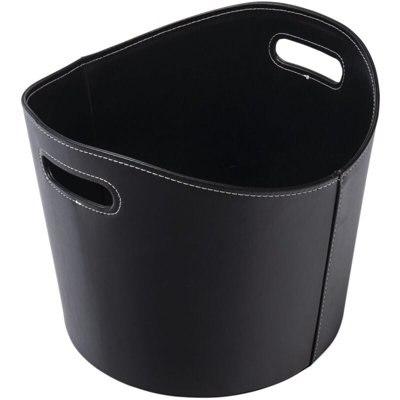 Werka Pro - Panier à bûches rond Ø39xh 31cm Similicuir noir Similicuir noir