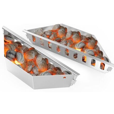 Panier à charbon, panier à charbon en acier inoxydable, panier à charbon pour barbecue, support allume-charbon pour chauffage direct et indirect, 2 pièces