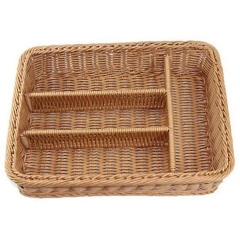 Panier à couverts en rotin, panier de rangement pour couverts, panier à baguettes