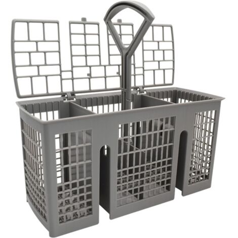Panier à couverts, pour lave-vaisselle Siemens Bosch, 220 x 115 x 90 mm, gris, poignée ronde amovible, compartiment à couverts pour de nombreux lave-vaisselle