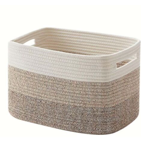 Panier à couverture beige trois pièces 382523cm 1 panier rectangulaire en corde de coton tressé rangement puériculture avec poignée
