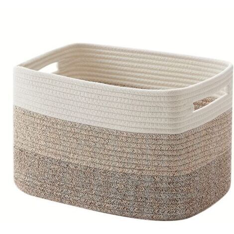 Panier à couverture beige trois pièces 382523cm 1 panier rectangulaire en corde de coton tressé rangement puériculture avec poignée