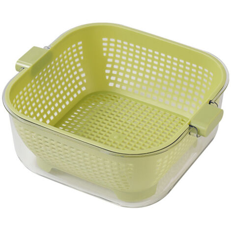 Panier à double égouttage, passoire pour laver les fruits et légumes, verte –