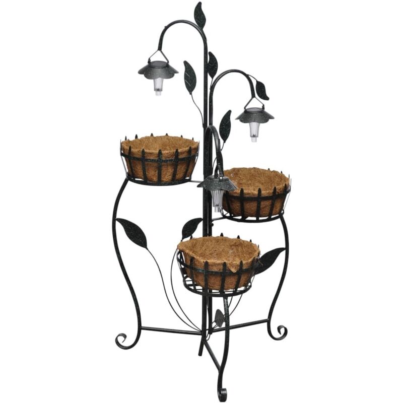 Vidaxl - Panier à fleurs suspendu en fibre de coco avec led solaire - Brun