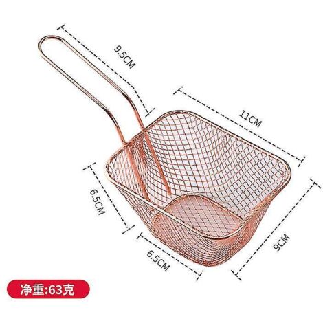 Panier à frites, seau à snacks, panier de rangement pour poulet frit, panier à friture, passoire à huile, vaisselle créative - J - Petit - Or rose