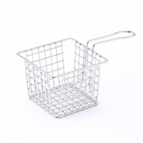 Panier à friture en acier inoxydable, support frites avec manche, passoire pour restaurant et maison, couleur électroplaquée