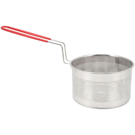 Panier à friture ronde en acier inoxydable 304 pour beignets, rondelles d'oignon et poulet, diamètre 16 cm avec poignée.