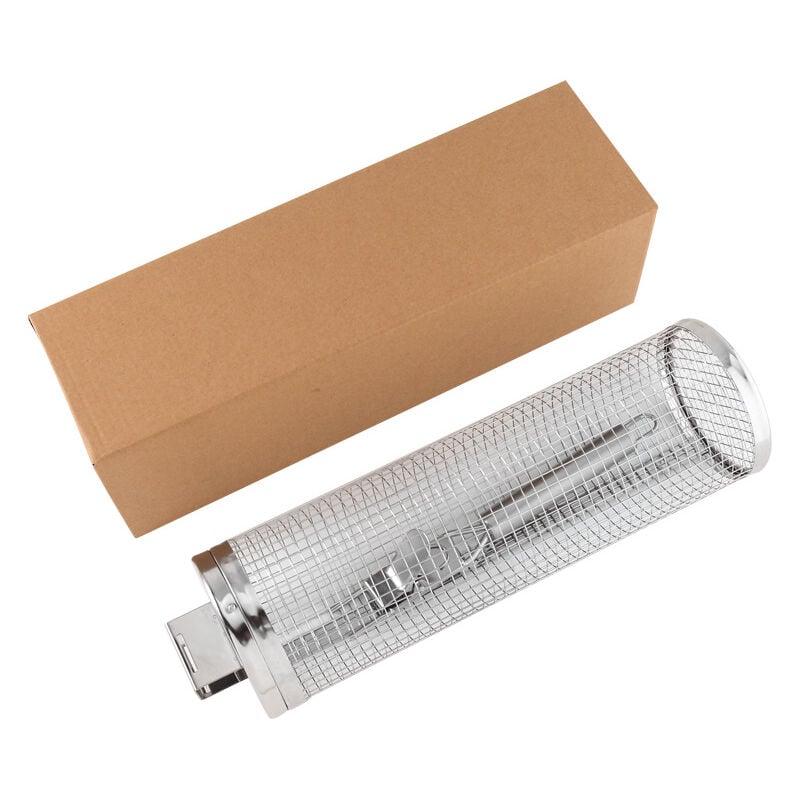 Panier à grill cylindrique roulant en acier inoxydable - Panier à grill roulant avec grill - Accessoires de cuisson pour grillades en plein air,