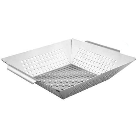 Panier à grillades, pour la cuisson de brochettes de légumes, universel, lavable au lave-vaisselle, 35 x 30,5 x 6,5 cm (1 pièce)