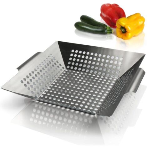 Panier à griller en acier pour légumes – panier antiadhésif avec 2 pinceaux à huile – pour légumes, poissons et viandes – compatible avec tous types de grils