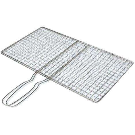 Panier à Griller - UNBRANDED - 19 x 35 cm - Acier Inoxydable - Poignée en Bois - Facile à Nettoyer