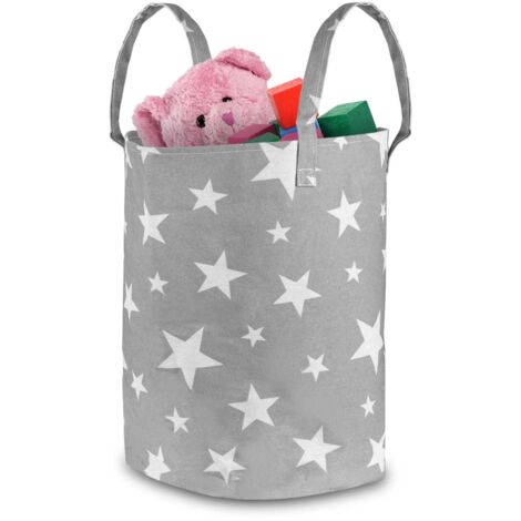 Panier à jouets Nukido - gris à étoiles