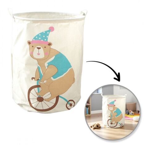 Panier à jouets, sac à linge, sac à linge OURS EN PELUCHE À VÉLO 35x45 cm OR2WZ122