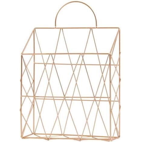 Panier à journaux sur Pied avec poignée pour Suspendre Le Mur - Élégant Porte-Magazines en métal pour Salle de Bain ou Bureau, Or